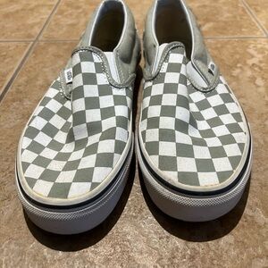 Vans Sage Green and White Checkered Sneakers